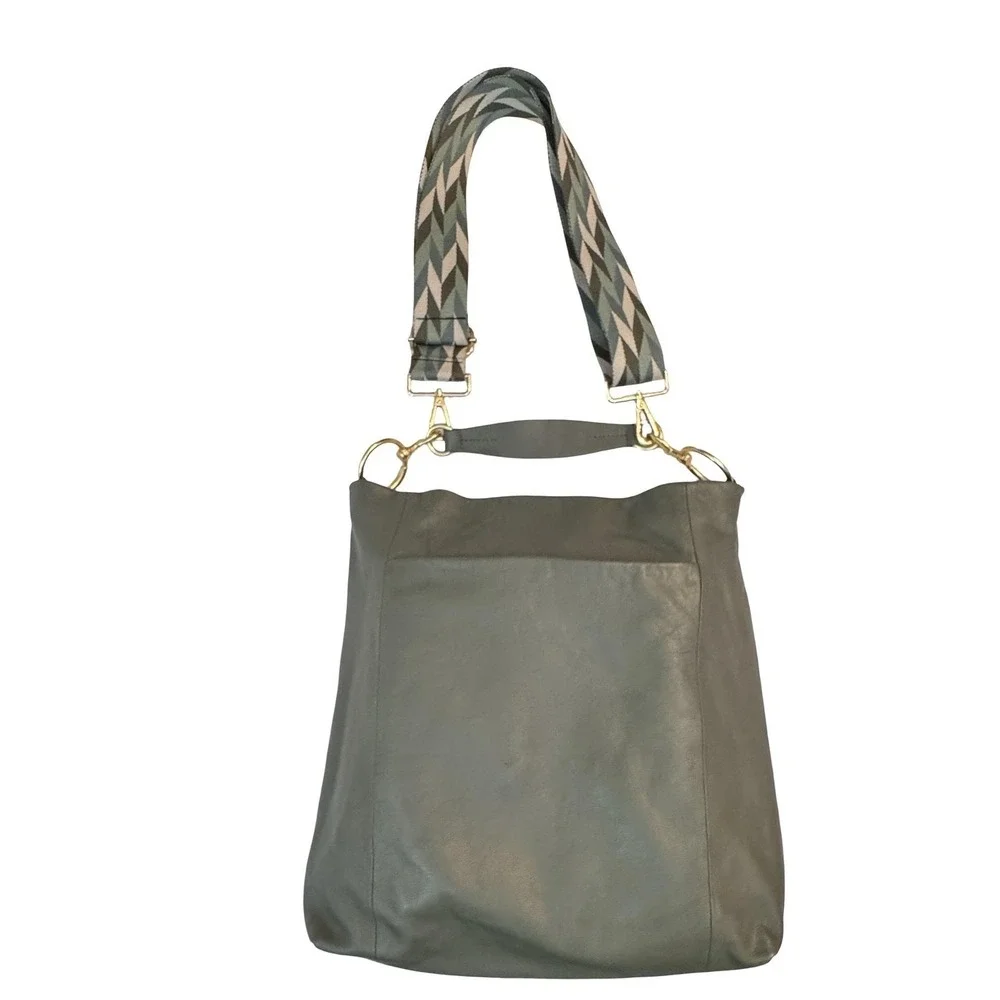Vince Camuto Valda Leather Tote Bag Fig Leaf Green Crossbody Shoulder Hobo Bag - Picture 1 of 16